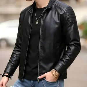 Grand Opening Special — High-quality heavyweight men’s motorcycle jacket, long-sleeve jacket, thick men’s trench coat, men’s outerwear, faux leather jacket (not cowhide).
