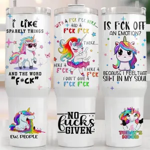 40oz Sublimation Homemade Funny Cup with Unicorn Designs Not Kid Appropriate Sparkly Things & Unicorn Quotes Tumbler Drinkware