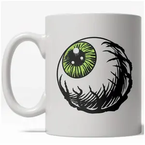 Eyeball Mug Funny Halloween Scary Coffee Cup - 11oz Funny Coffee Mugs Ceramic Printed Drinkware Cup