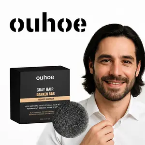 Black Hair Dye Shampoo Soap 1PC/2PCS/3PCS, Gentle Restore Haircare Cleansing Bar, Covers Gray Hair & White Roots, Natural Hair Care Solution, Long Lasting Black Shine for Men & Women - 50g/1.8oz Charcoal Conditioner Daily Oil Salon Smooth