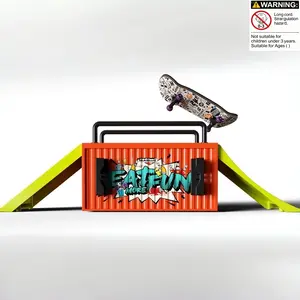 Multi-Functional Container Slide Platform, Cool Storage, Transformable Skateboard Training Area, Fun Family Interactive Toy Gift, Skateboard Trucks