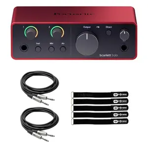 Focusrite Scarlett Solo 4th Gen USB Audio Interface with Cables Package