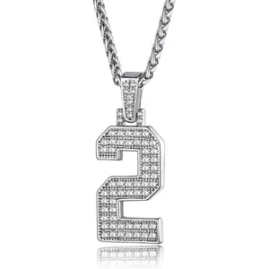 Number Necklaces For Men, Bling Numbers Chain Necklace  Hop Simulated  Pendant with Tennis Chain Spiga Chains