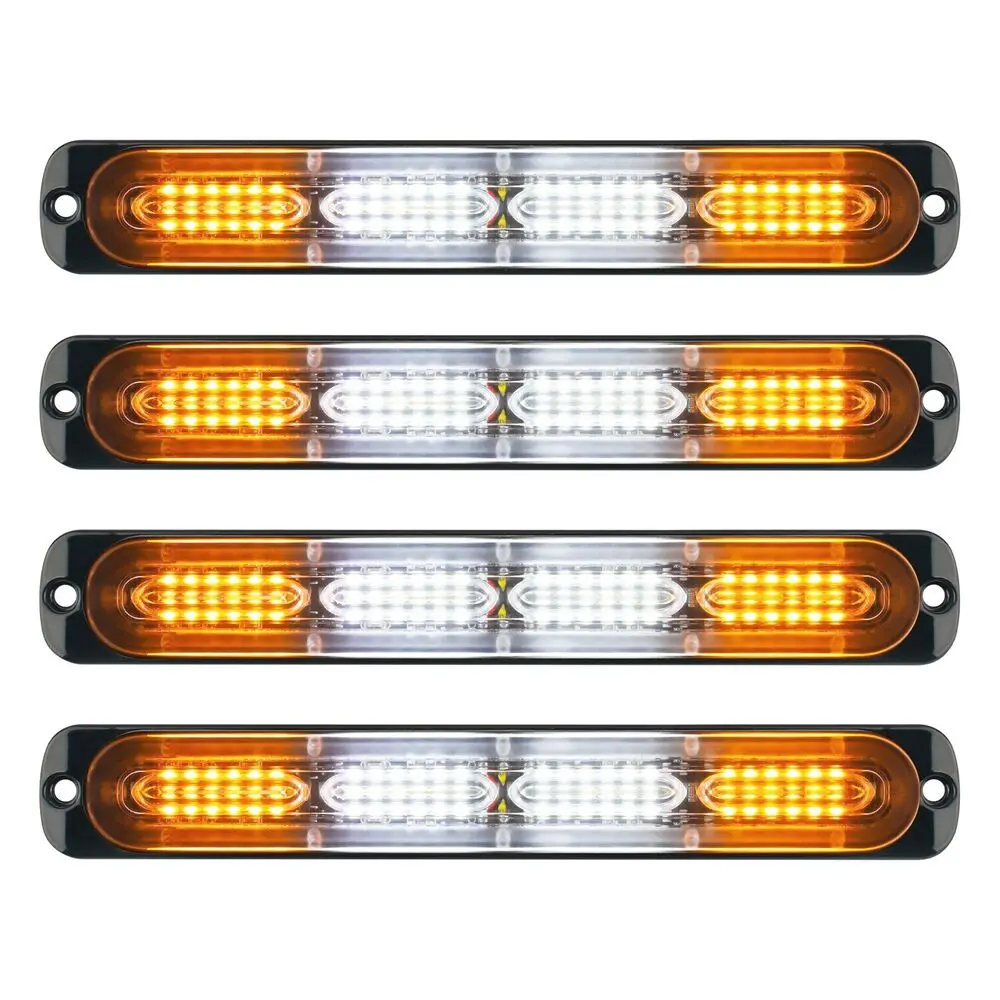 2/4PCS 24-LED Amber Strobe Lights for Vehicles - Waterproof Emergency Warning Lamps with Aluminum Case,Super Bright Hazard Flashing Bar for Trucks & Heavy Equipment