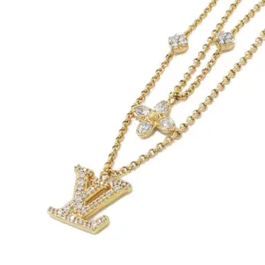 Pre-owned Louis Vuitton Gold-plated Small Leather Goods LV Necklace