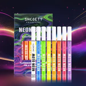 8-Pack High Pigment Fluorescent Pearl Eye Liner Pen Set, Dual-Use for Face and Body, Fine Tip, Quick-Dry Long-Lasting, Perfect for Music Festivals and Parties