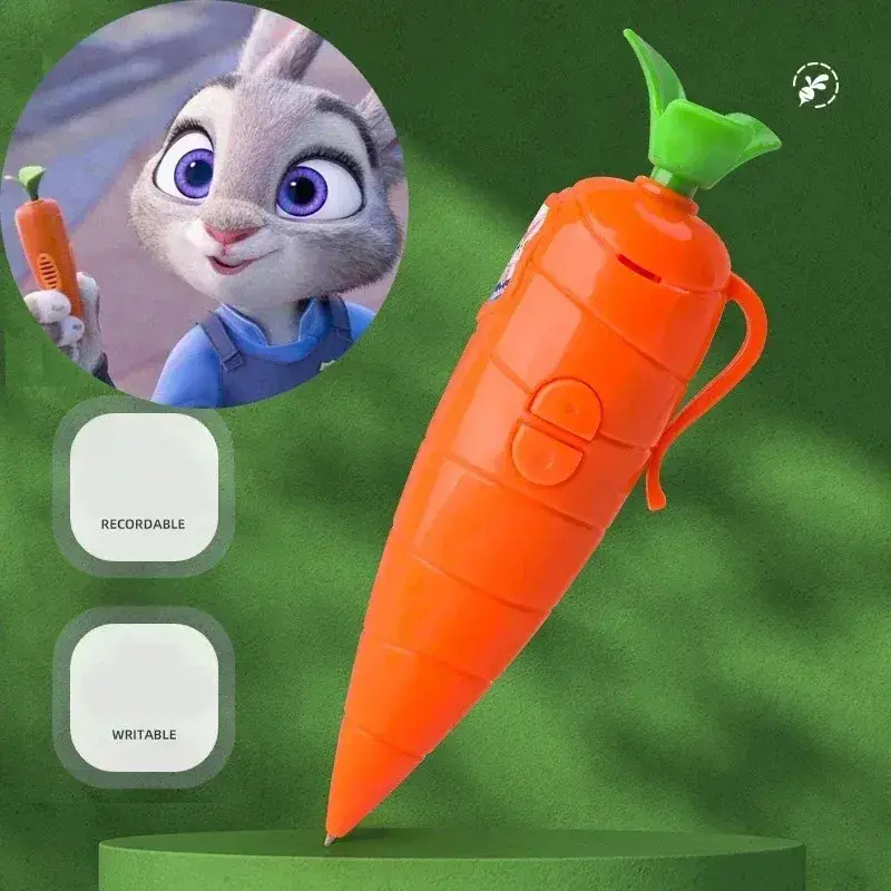 Judy & Nick Cute Carrot Shaped 2-In-1 Voice Recorder Ballpoint Pen, Recordable & Writable Design,Inspired By Cartoon Characters, For Kids Students Daily Use & Creative Gifting