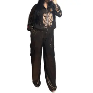 Metallic Comfort Collection - Set 2 Piece Sweater and Jogger Set for Women's Cozy Wear