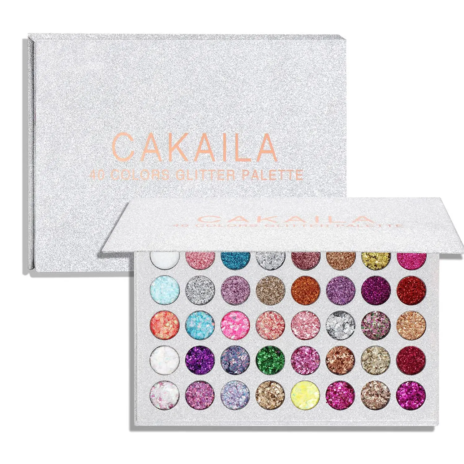 40 Colors Sparkly Glitter Eyeshadow Palette, Metallic Shimmer Eye Shadow Makeup Palette, Highly Pigmented Long Lasting Pressed Powder, Multicolor Eye Makeup Kit