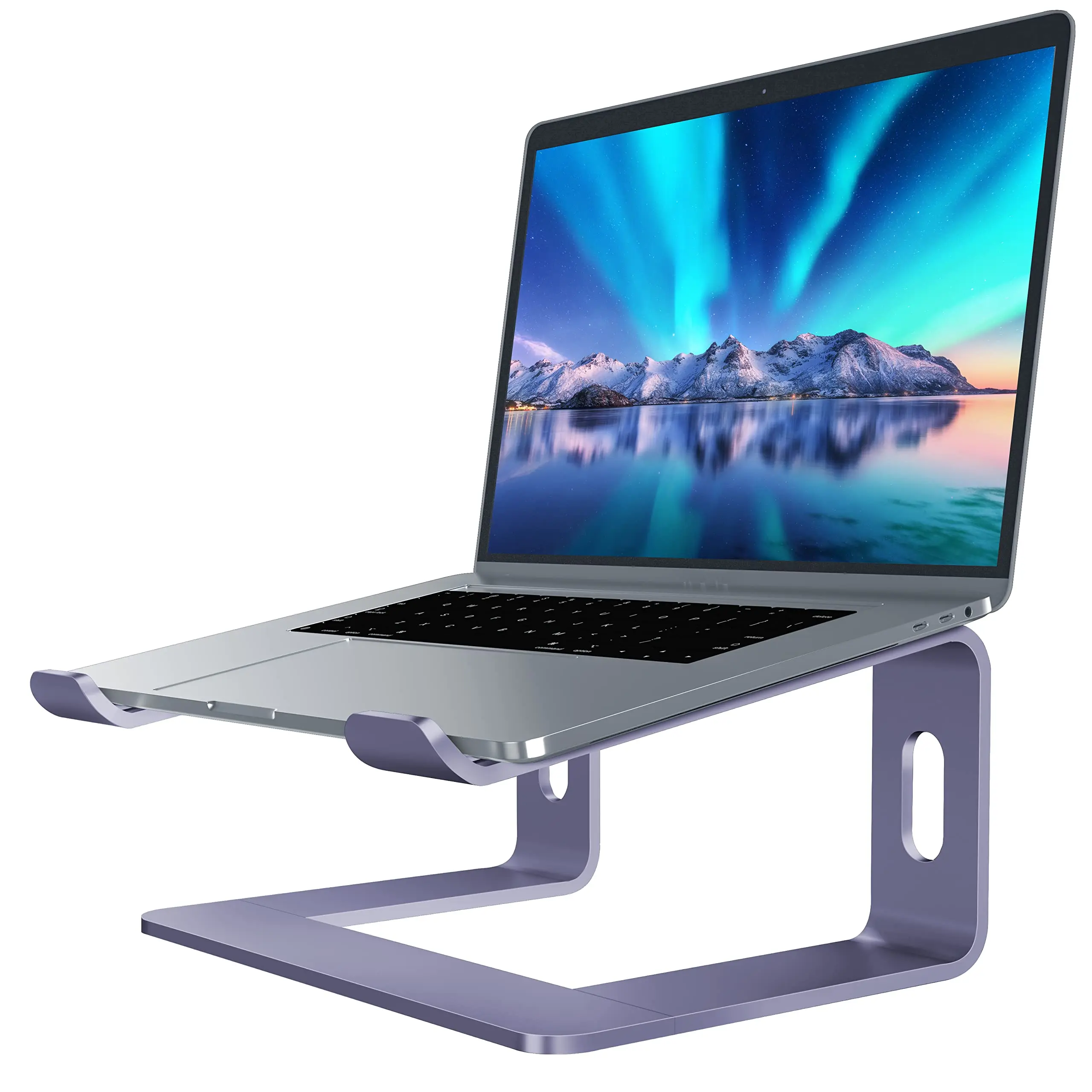 Purple Aluminum Ergonomic Laptop Stand - Desk Mount Metal Computer Riser, Compatible with 10-15.6 Inches Notebooks