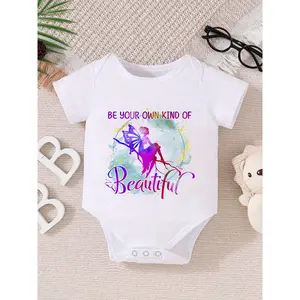 Become Your Own Kind of Beauty Boys and Girls Inspirational Cotton Jumpsuit - Short Sleeve, Casual Outdoor Jumpsuit with Artistic Letter Print, Soft Comfortable Fit, Girls Jumpsuit, Perfect for Outdoor