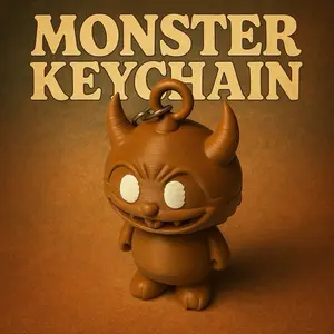 Monster Keychain - Cute & Creepy Accessory with Quirky Horns and Wide Grin Fun Design for Everyday Carry and Collectibles