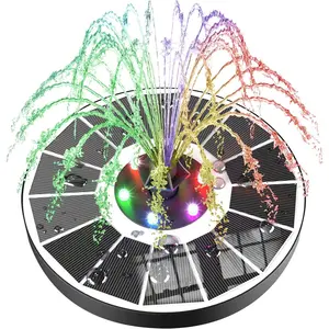 Solar Fountain Upgraded  Glass Panel, 3.5W Solar  Water Pump Built-in 2000  with 7 Nozzle & 4 Fixer, Solar Bird Bath Fountain for Garden, Pool, Outdoor (Colorful)