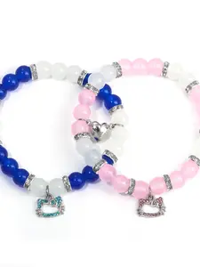 Cute Kitty Cat Pendant Beaded Bracelet, Elegant Kt Cat Wristband for Girls, Party Accessory Gift, Festive Jewelry for Women