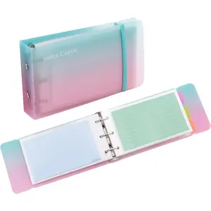 3×5” Index Card Binder Organizer with Plastic Pocket Sleeves, Small Organized Folder for Recipes Flashcards, Portable Notecards Case Holder (2pcs Colorful)