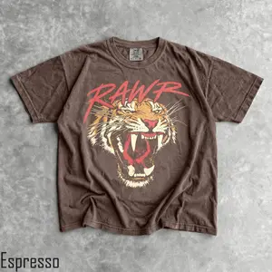 90s Rawr Tiger Comfort Colors T-Shirt,Men & Women's Unisex Graphic Tee, Vintage Tiger Shirt, Retro Boho Indie Shirt - Cute Wildcat Shirt - 2000s Top