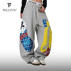 Women's Y2k Grunge Barrel Sweatpants Women Teens Baggy Wide Leg Graphic Pants Oversized Drawstring Hip Hop Track Pants dance pants low waist bottoms