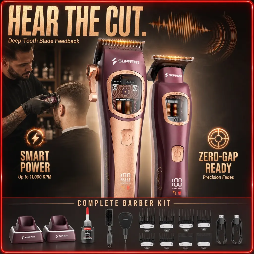 SUPRENT Professional Barber Clippers - Intelligent 8700RPM - 11000RPM Vector Motor Hair Cutting kit, Zero-Gapped Hair Clipper & Trimmer Kit tiktokshopbacktoschool,back to school,back to school haul
