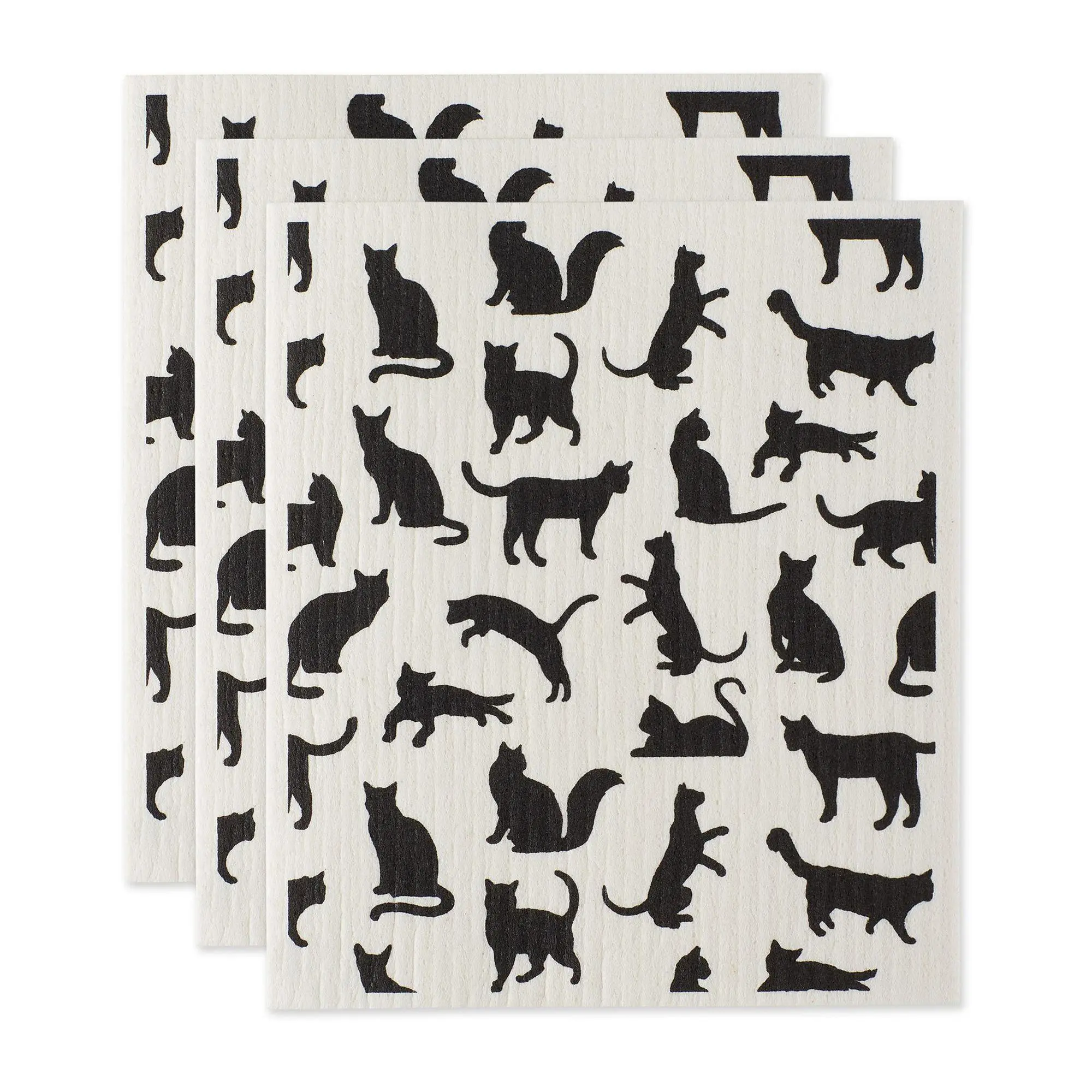 Design Imports Set of 3 Cats Swedish Dishcloths