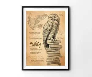 Hedwig Poster, HP Poster, HP Wall Hanging, HP Owl Poster, Potterhead Home Decor, HP Wall Decor, Wizard World Poster