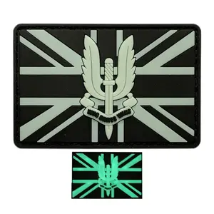 Glow Dark SAS Who Dares Win Tactical Patch (3D PVC -“Hook” Fastener -S7)