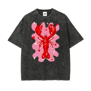 "Spicy Crawfish" S~5XL Oversize Unisex Washed T-Shirt for Women and Men's Unisex Fit Batik Cotton Oversize Streetwear Menswear  Super Soft Pre-Shrunk