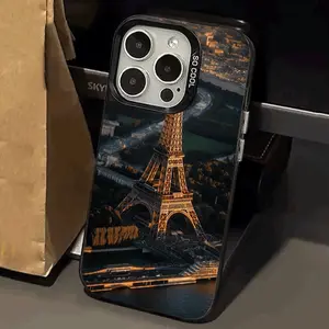 Fashion Dazzling The Eiffel Tower in Paris Romantic Pattern Case for iPhone 16 15 14 Pro Max 13 12 11 XR XS Plus Shockproof Anti-Scratch Durable PC Back Protective Cover