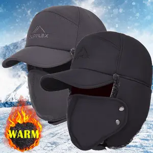 Black/Gray Thickened Winter Warm Hat Men's Faux Fur Pilot Cap Earmuffs Cap Women's Soft Insulation Hat for Outdoor Fishing Ski Hat