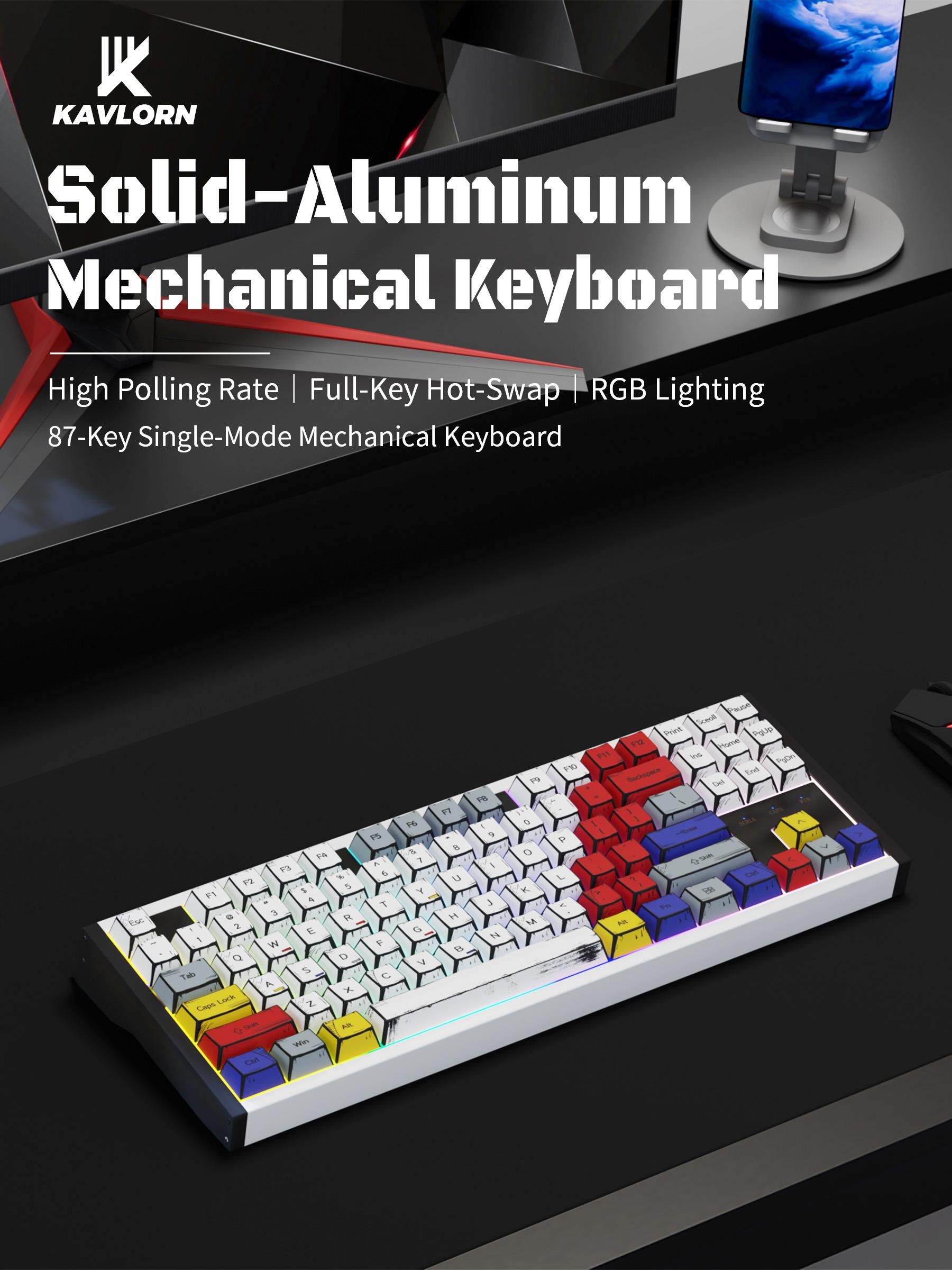 Hotswap Gaming Keyboard - 87/104 Keys, Sturdy Alloy Housing, Side RGB Marquee Light, Compatible with Windows, Mac, Android Systems