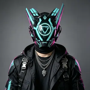 COSTRIBE LED Glow Mecha Fancy Mask, One Size Rechargeable CyberPunk Mask for Gamer Cosplay,halloween mask,cosplay mask outdoorfun mask skeleton