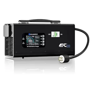 ECO-WORTHY 48V 100A LiFePO4 Battery Charger - 120/240V Generator Compatible, 2-100A Current Adjustable, Works with 48V 100Ah Server Rack Battery, Generators