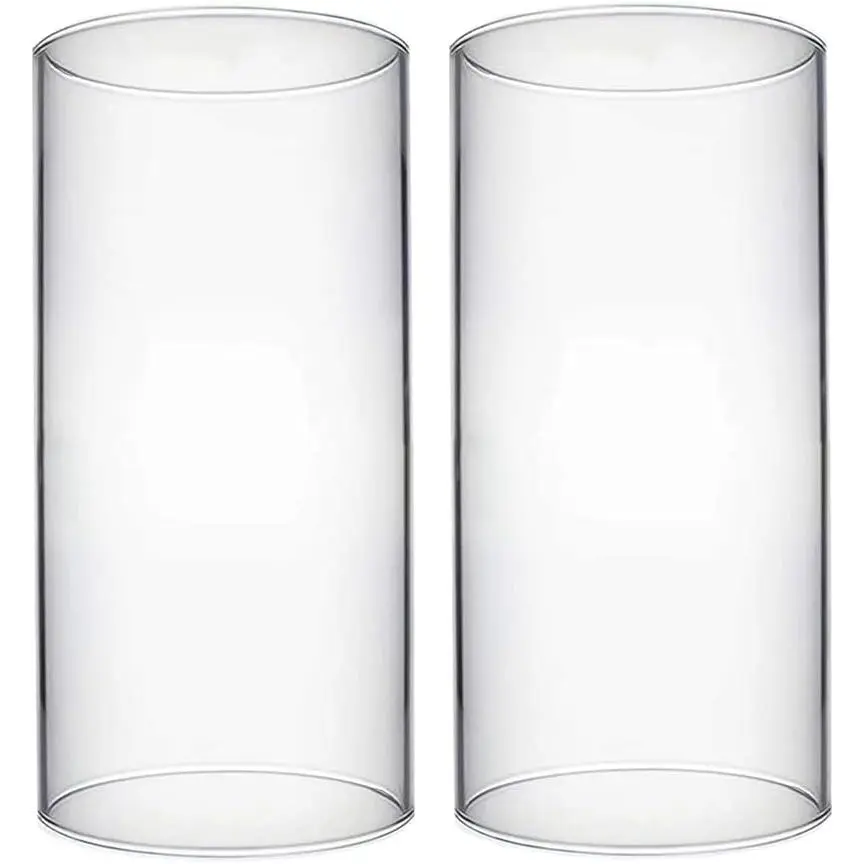 Glass Hurricane Candle Holder - Open-Ended Wide 3" x 6" Tall Chimneys for Candles, Home & Festive Decor