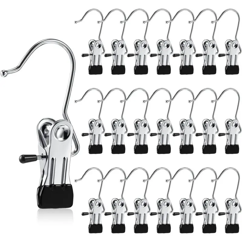16pcs Heavy Duty Boot Hanger Clips - Bag Hanger Accessories, Closet Organizer, Space-Saving Single Portable Hooks for Pants, Jeans, Hats (Silver), Heavy Duty Hangers