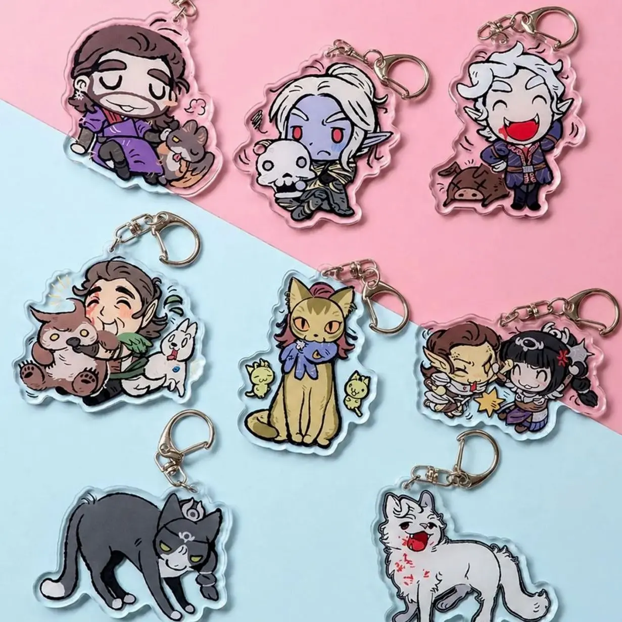 8 ops Baldur's Gate 3 Acrylic Keychain, Bag Charm, Backpack Pendant, Car Keys Accessory Gift