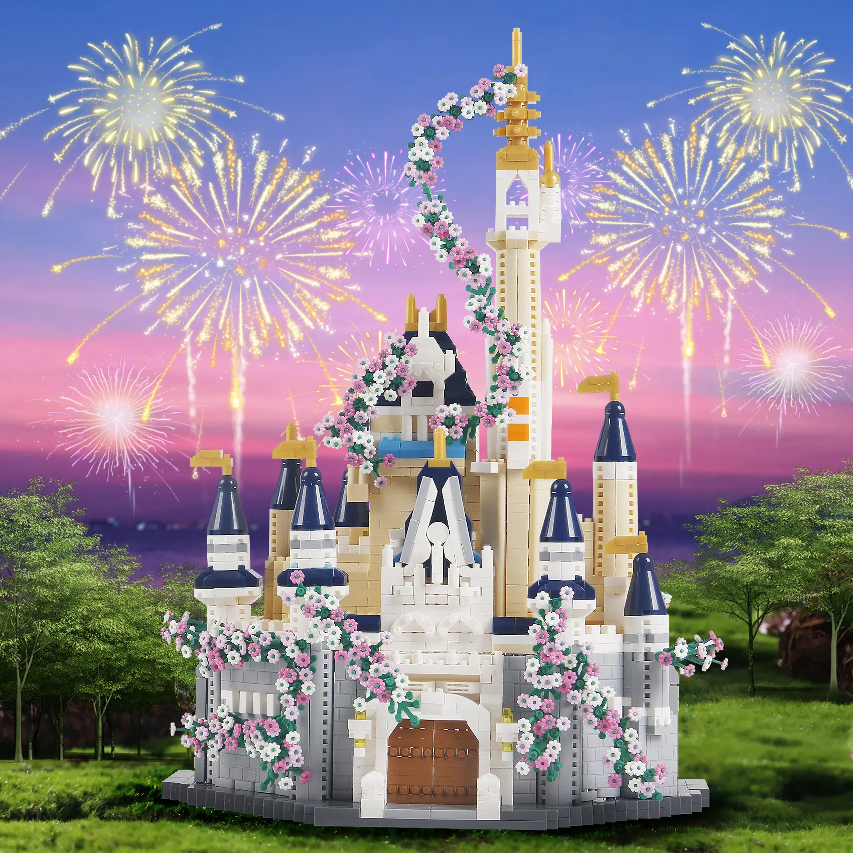 Sakura Magic Princess Castle Building Blocks, Villa House Model Architecture Mini Bricks Toys for Blocks Fans, Moe Bird Series Kids Girls Christmas Gifts, Blocks Fan