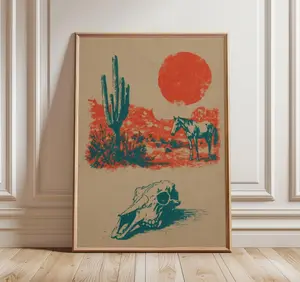 Desert Cactus Wall Art Poster, Classic Vintage Illustration Print, Sophisticated Southwestern Decor, Exclusive Botanical Art, Unframed Print Only