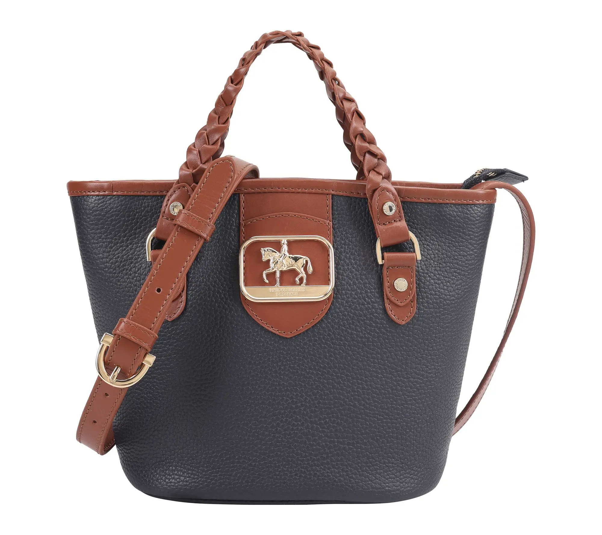 Paul Costelloe Gymkhana Leather Mini Bucket Bag with Crossbody Strap