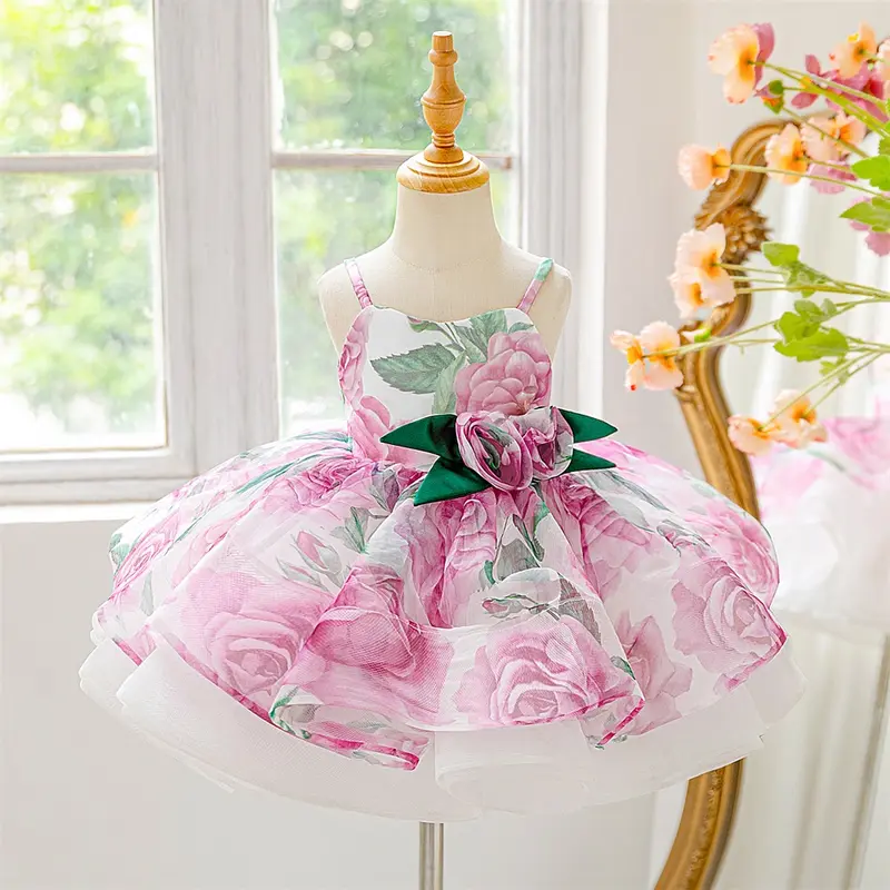 open lace back dress Fairycore Floral Embroidery Pink Dress