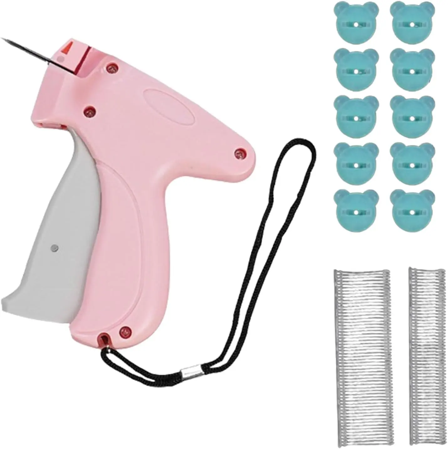 Alter Your Clothing Instantly - 1 Red and Pink  with 480 Micro Stitches - At-Home Alterations - Wardrobe Assistant Quick Clothing Fixer, Sewing Tool Set, Mini Quick Repair Garment Sewing Machine, Instant Stitch Fixer for Clothes Sewing