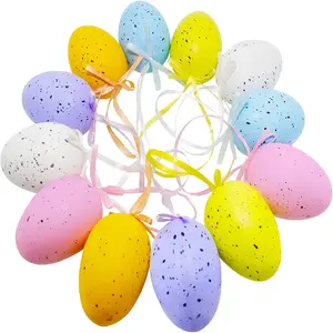 12 Pcs Easter Egg Ornament Hangers, Colorful, for Easter Baskets, Tree Decor, Party Favors, Home Decoration, Wall Hanging Ornament