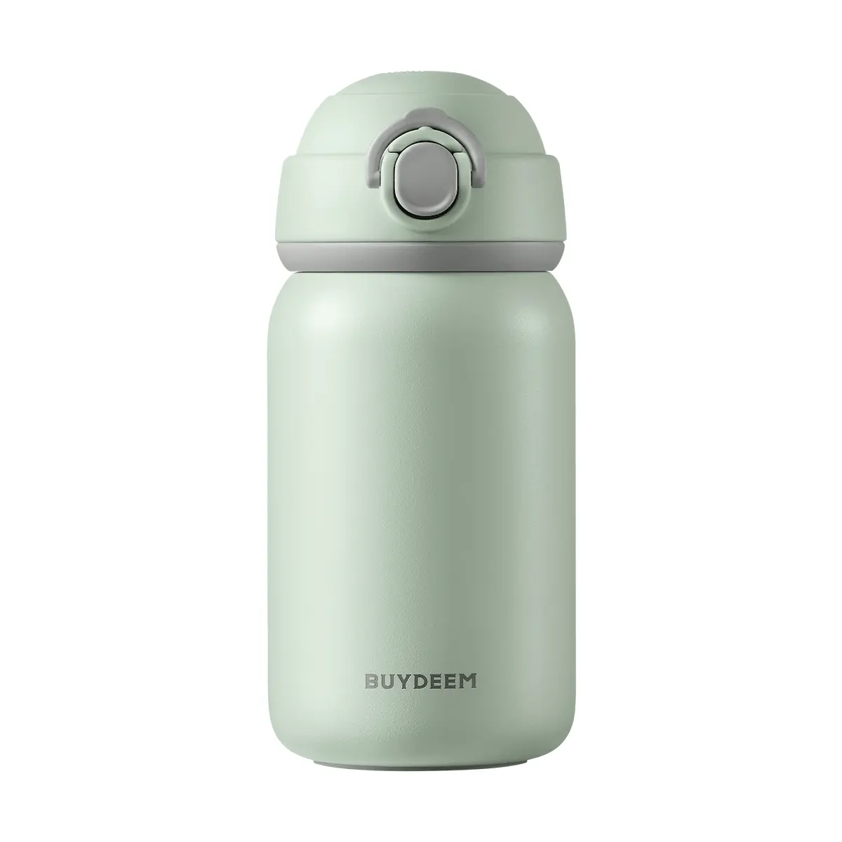 BUYDEEM Mini Insulated Water Bottle Cute Stainless Steel One-Handed Lid 300ml Light Green