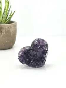 Natural Amethyst Crystal Heart - Dreamy Purple Amethyst Heart Crystal - Known For Its Calming And Protective Energy - Beautiful Home Decoration