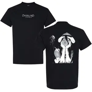 Albedo Overlord Anime Double Printed Vintage ed Tee Unisex Oversize Anime Manga ed Heavyweight Cotton T-shirt Cotton Tee for Streetwear