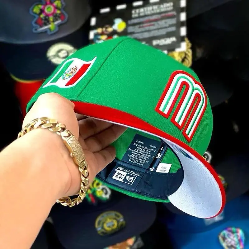 New Era Mexico M Logo Snapback Cap Mexican Flag Baseball Hat Flat Brim Adjustable Fitted Premium Embroidery Hip Hop Street Style 2026