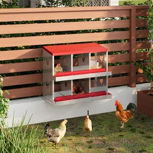Rollout Egg Collection Metal Chicken Nesting Box, Spacious Compartments, Durable Wall-Mount Poultry Nest, Easy to Clean, Indoor & Outdoor Use,No Bracket