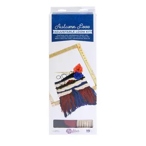 Adjustable Loom Kit - Autumn Love (19 pcs includes wood loom, tools, embellishments, flowers, yarn)