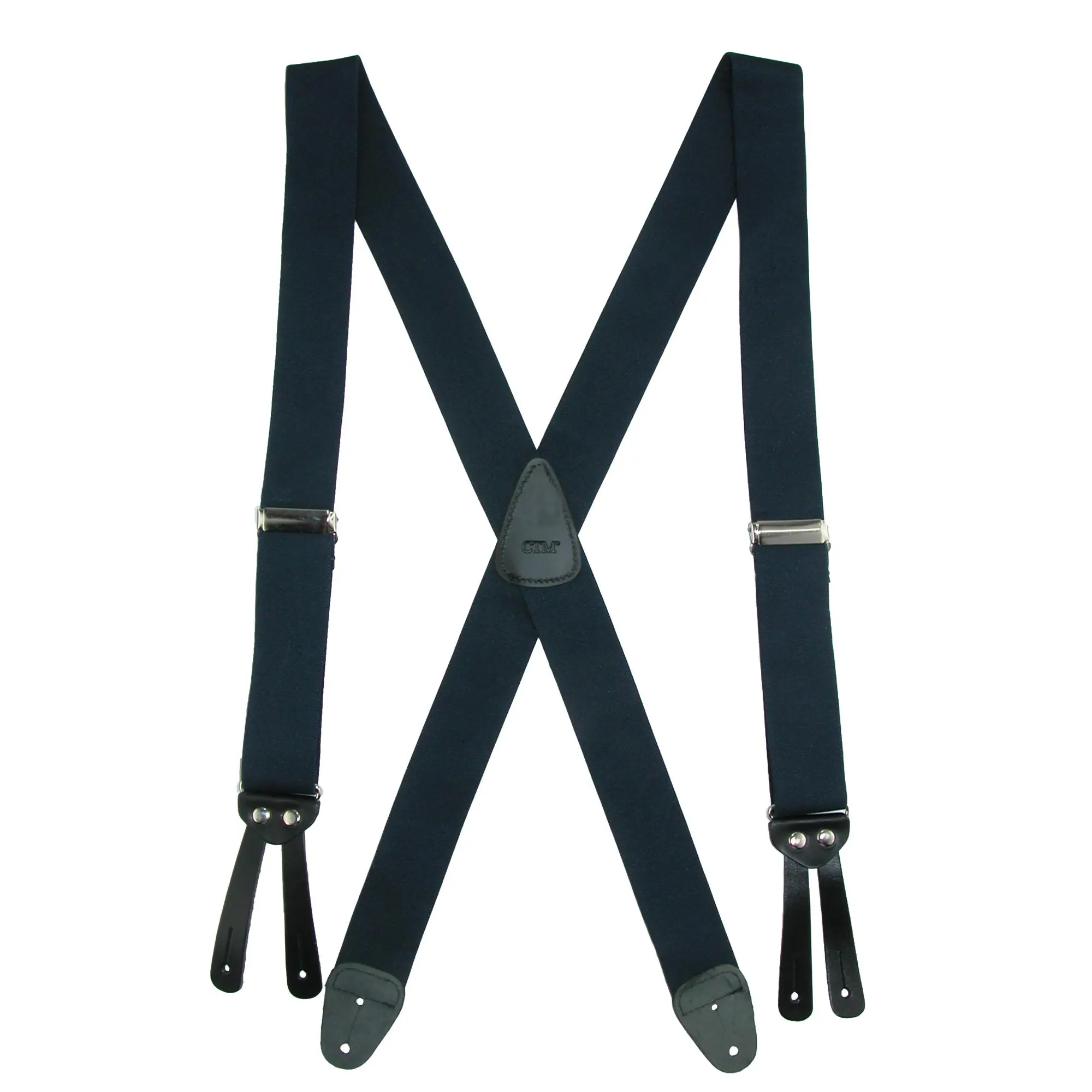 CTM Men's Elastic Basic X-Back Button-End Suspenders, Button-End Suspenders