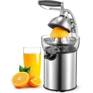 Electric Citrus Juicer Squeezer, Electric Juicer for Orange,  and Limes with Rubber Handle and Two Size Cones, Anti-Drip Spout, Easy to Clean and Use, , Black/Stainless Steel