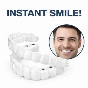 [3 Pc] Cosmetic Smile Cover for Teeth - Instant VisualLook Enhancer- Non-Medical Snap-On Veneers forPhoto-Ready Appearance - Soft Flexible Fit Over UpperTeeth - Reusable Easy Moldable Accessory