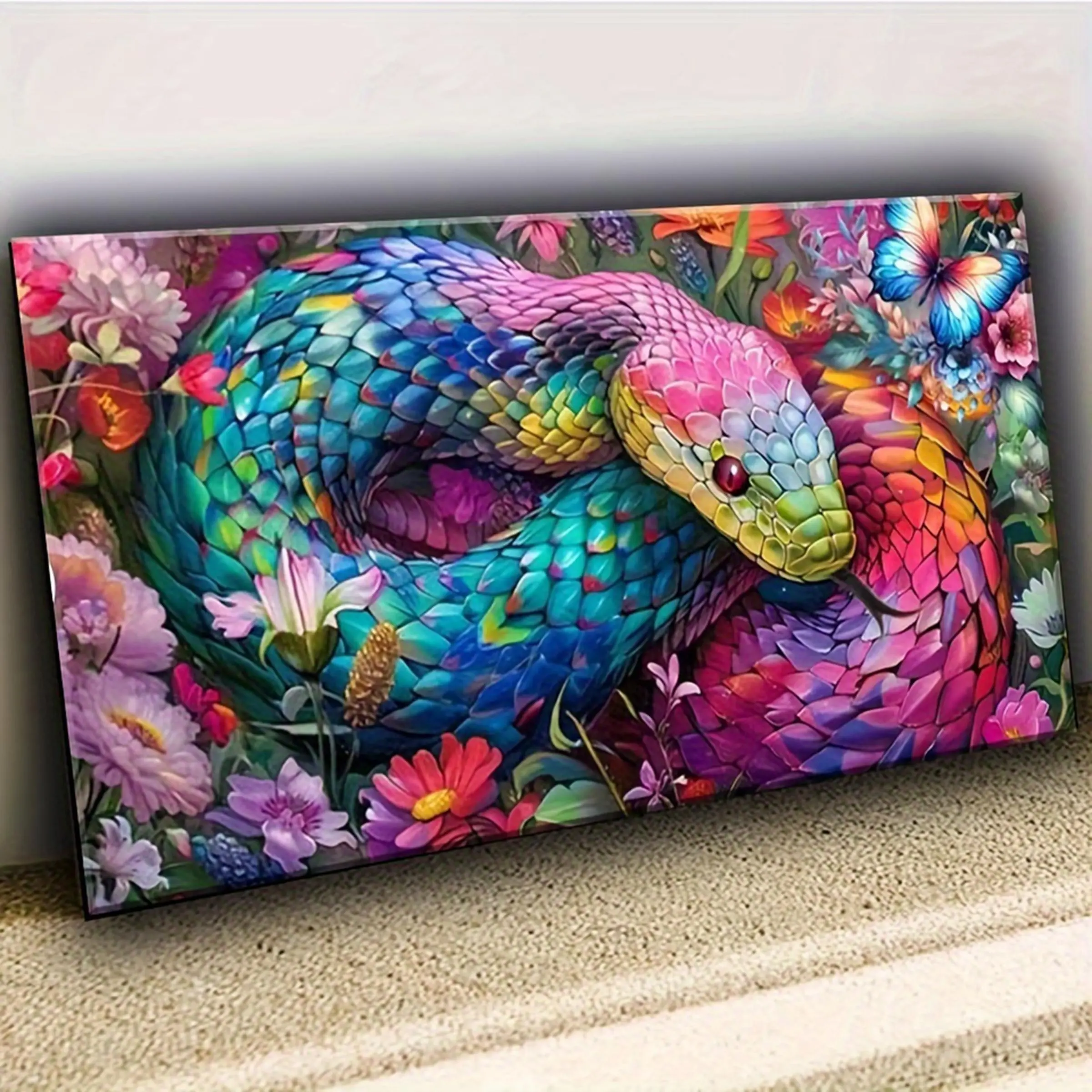70x40cm(27.55x15.74inch)Color Snake 5D DIY Diamond Painting Kit Diamond Pattern Design Handicraft Diamond Art,Mosaic Embroidery,Embroidery Snake Patterned,Full Round Painting Diamonds Cross Stitch Home Wall Decor